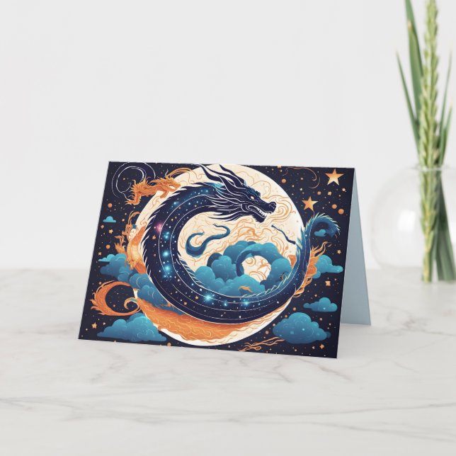 moon dragon greeting card (Front)