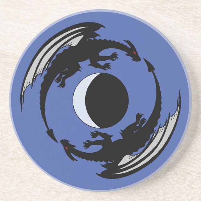 Moon Dragons Fantasy Design Sandstone Coaster (Front)