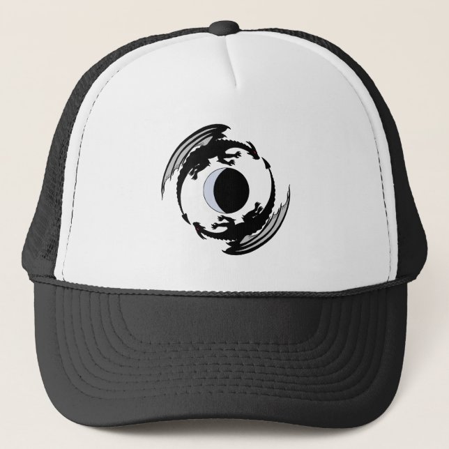 Moon Dragons Fantasy Design Trucker Hat (Front)