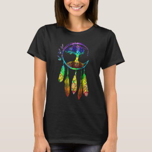 Moon Dream Catcher Featherstree Of Life T-Shirt
