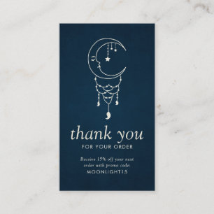 Moon Dreamcatcher Navy Blue Business Thank You Business Card