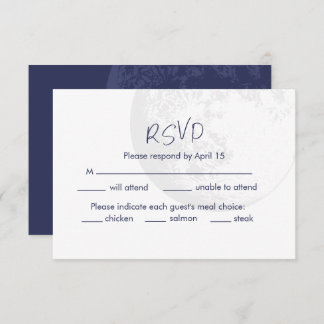 Moon Evening Night Navy Blue Wedding RSVP Invitation