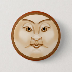 Moon face 6 cm round badge