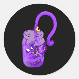 Moon Face Cat Nap - Cute Cat  Classic Round Sticker