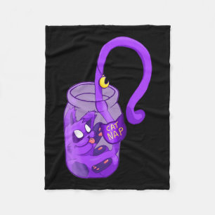 Moon Face Cat Nap - Cute Cat Fleece Blanket