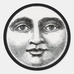 Moon Face Classic Round Sticker