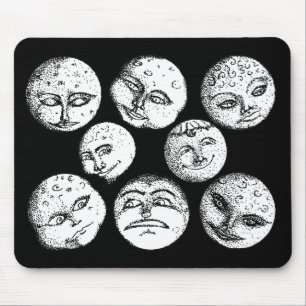 Moon Faces Mousepad - Black