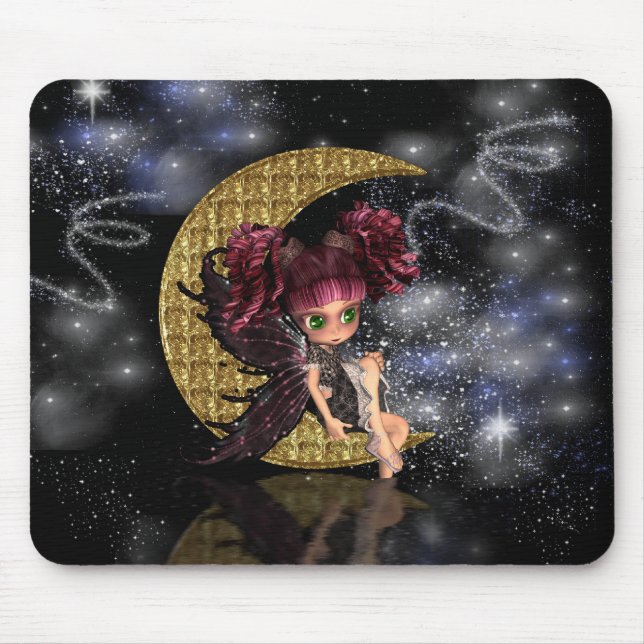 moon fairy mousepad, mouse mat, gothic fairy mat (Front)