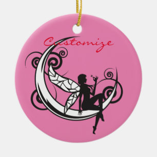 Moon Fairy Silhouette Thunder_Cove Ceramic Tree Decoration