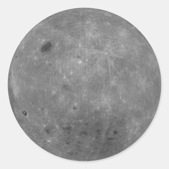 Moon Far Side Lunar Reconnaissance Orbiter Map Classic Round Sticker (Front)