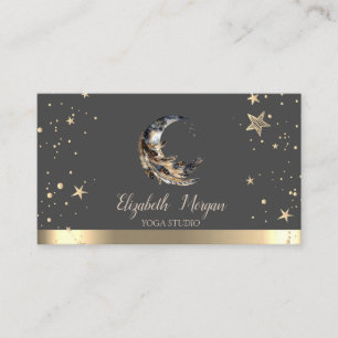 Moon Feather Gold Stars Yoga Studio Business Card