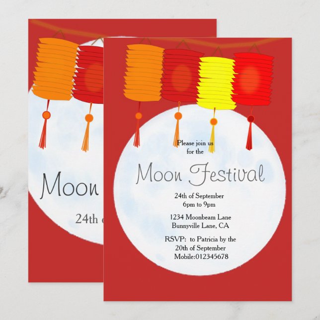 Moon Festival Chinese Autumn Festival  invitation (Front/Back)