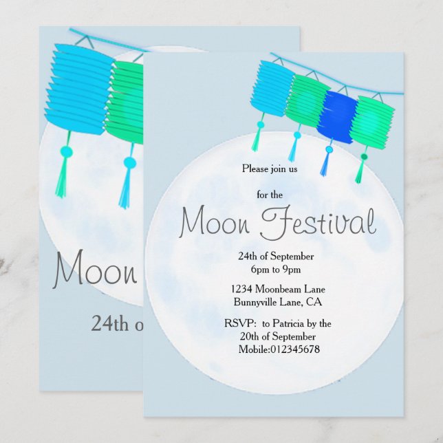 Moon Festival Chinese Autumn Festival  invitation (Front/Back)