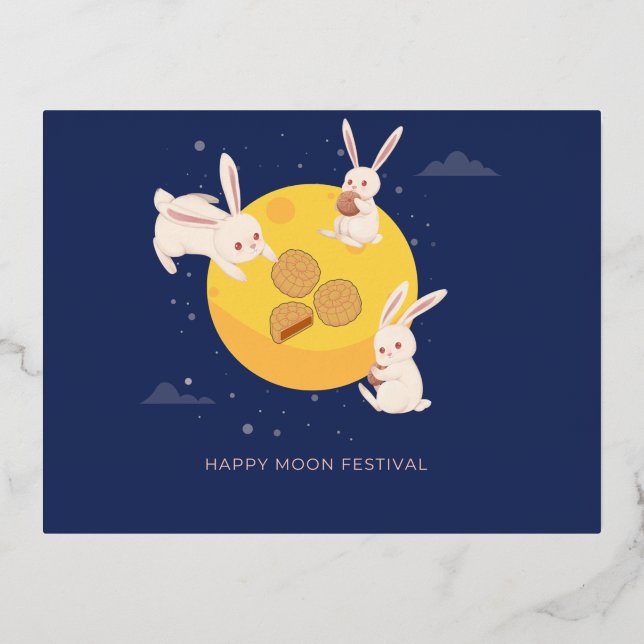 MOON FESTIVAL FOIL HOLIDAY POSTCARD (Front)