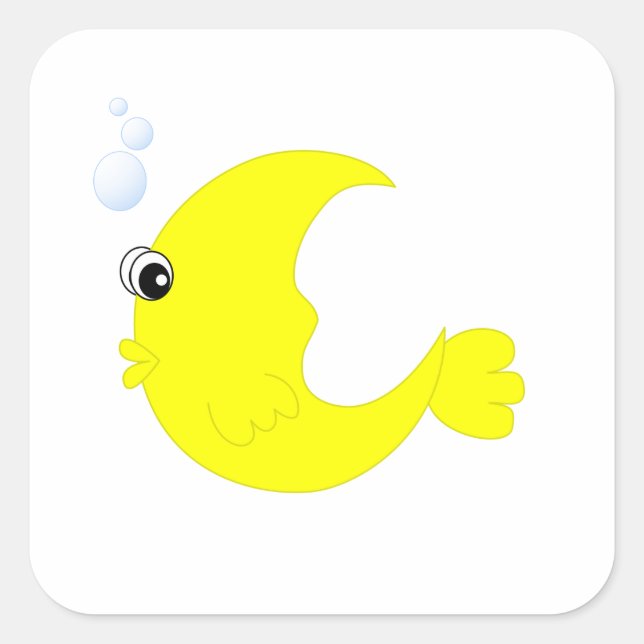 Moon Fish Square Sticker (Front)