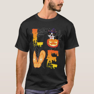 Moon Flip Flop Spider Pumpkin Love Boston Terrier T-Shirt