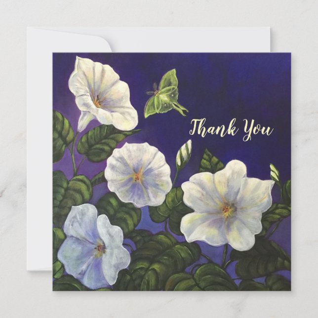 Moon Flower and Luna Moth Thank You Card (Front)