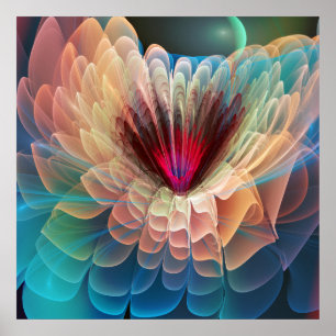 Moon Flower, artistic fractal abstract Poster
