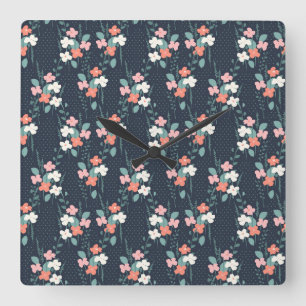 Moon Flower Square Wall Clock