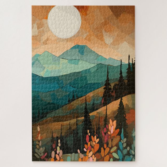 Moon Forest Mountain Jigsaw Puzzle (Vertical)