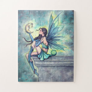 Moon Friend Fairy Fantasy Greeting Card Jigsaw Puzzle