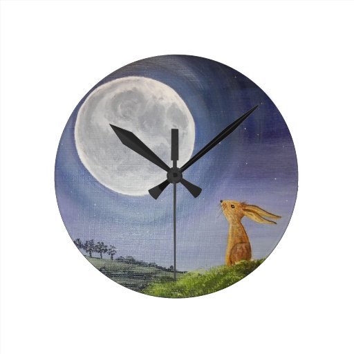 Image of Moon Gazing Hare Clock