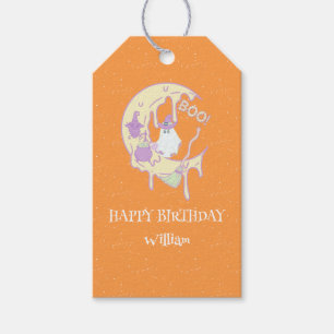 Moon Ghost Spooky One Boy Halloween 1st Birthday Gift Tags
