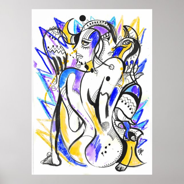 Moon girl ink brush poster (Front)