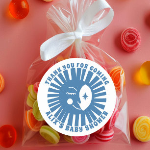Moon Glow Boho Modern Cute Baby Shower CUSTOM Classic Round Sticker