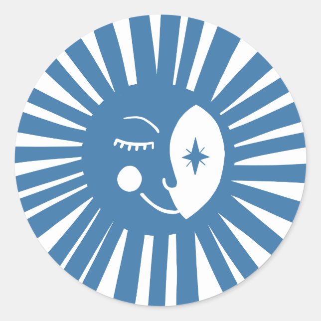 Moon Glow Boho Modern Cute Baby Shower CUSTOM  Classic Round Sticker (Front)