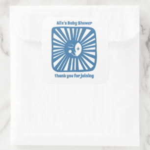 Moon Glow Boho Modern Cute Baby Shower CUSTOM  Square Sticker
