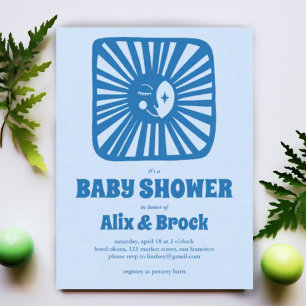 Moon Glow Boho Modern Cute Custom Baby Shower  Invitation Postcard
