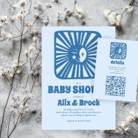 Moon Glow Boho Modern Cute Custom QR Baby Shower