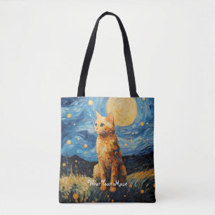 Moon Glow Cat Midnight Muse Personalized Tote Bag