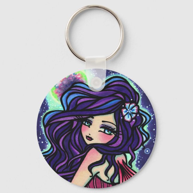 Moon Glow Fairy Fantasy Mermaid Key Ring (Front)