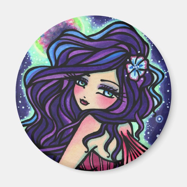 Moon Glow Fairy Fantasy Mermaid Magnet (Front)