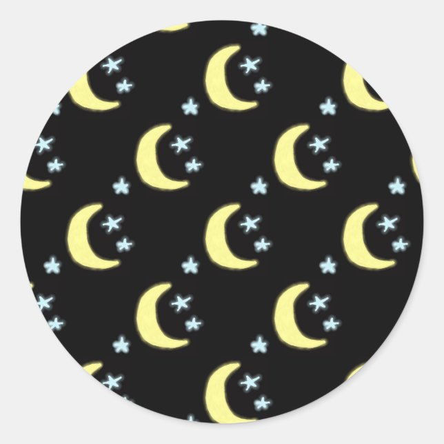Moon Glow Round Stickers (Black & Soft Yellow) (Front)