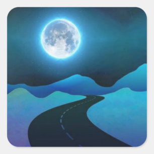 Moon glow square sticker