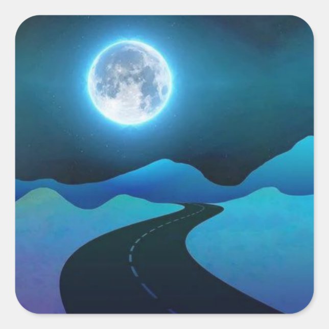 Moon glow square sticker (Front)