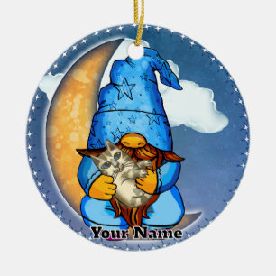 Moon gnome ceramic tree decoration