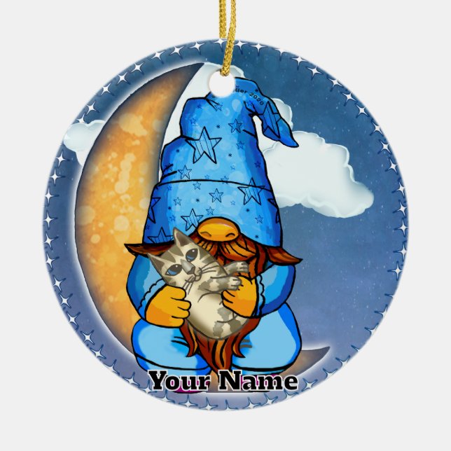 Moon gnome ceramic tree decoration (Front)