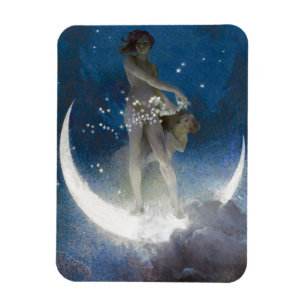 Moon Goddess Bare Scattering Night Stars Magnet
