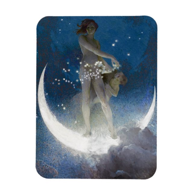 Moon Goddess Bare Scattering Night Stars   Magnet (Vertical)
