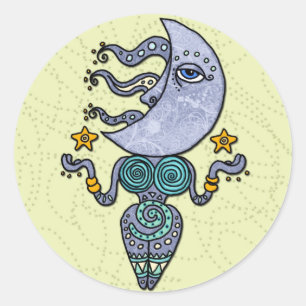 moon goddess classic round sticker