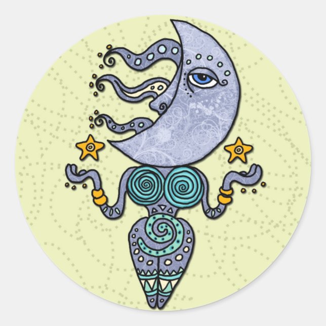 moon goddess classic round sticker (Front)