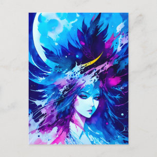 Moon Goddess Japanese Fantasy Postcard