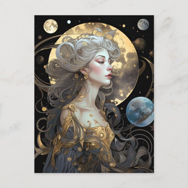 Moon Goddess Queen Fantasy Art Postcard (Front)