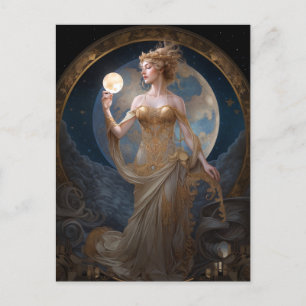 Moon Goddess Queen Fantasy Art Postcard