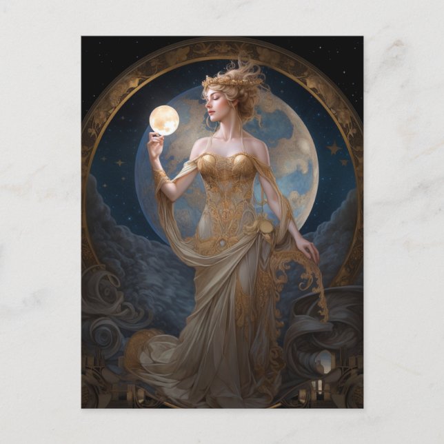 Moon Goddess Queen Fantasy Art Postcard (Front)