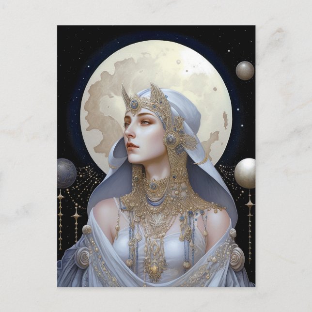 Moon Goddess Queen Fantasy Art Postcard (Front)